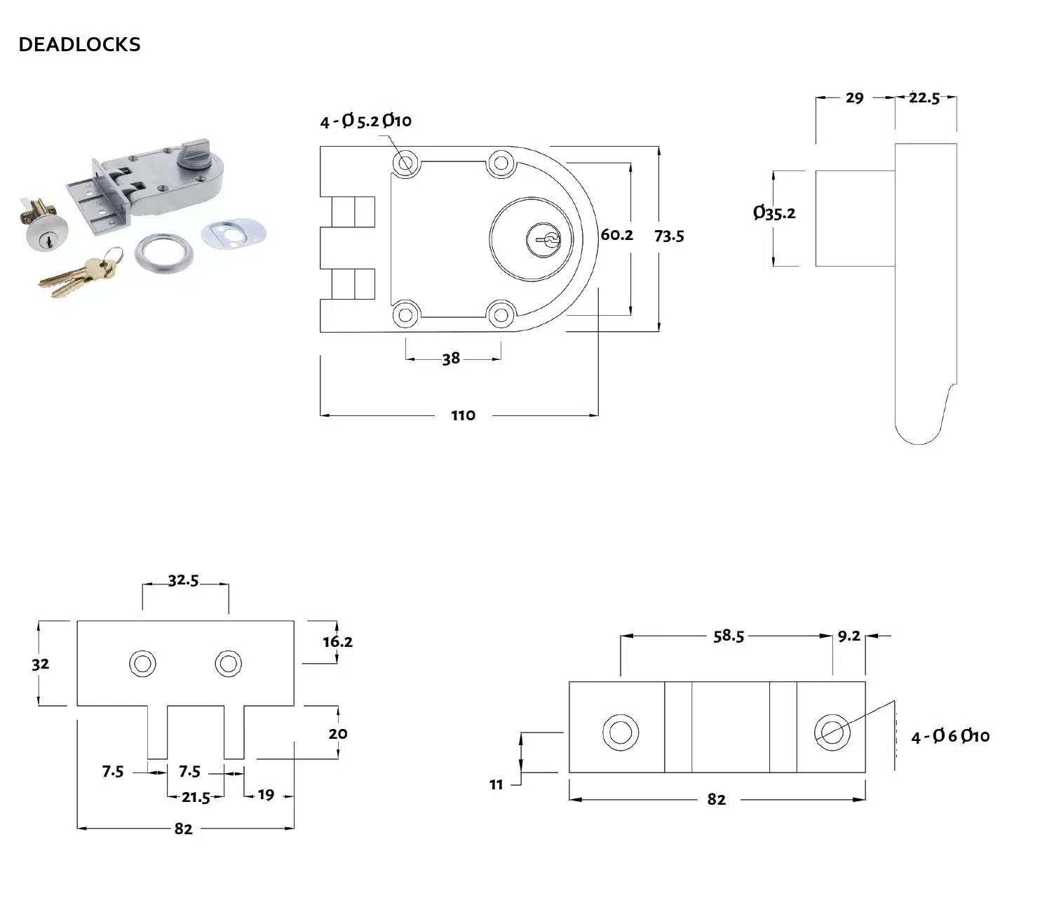 Lenlok S203 Single Cylinder Anti-Jemmy Deadlock Satin Chrome - 60mm Backset (S203SC) - Image 2