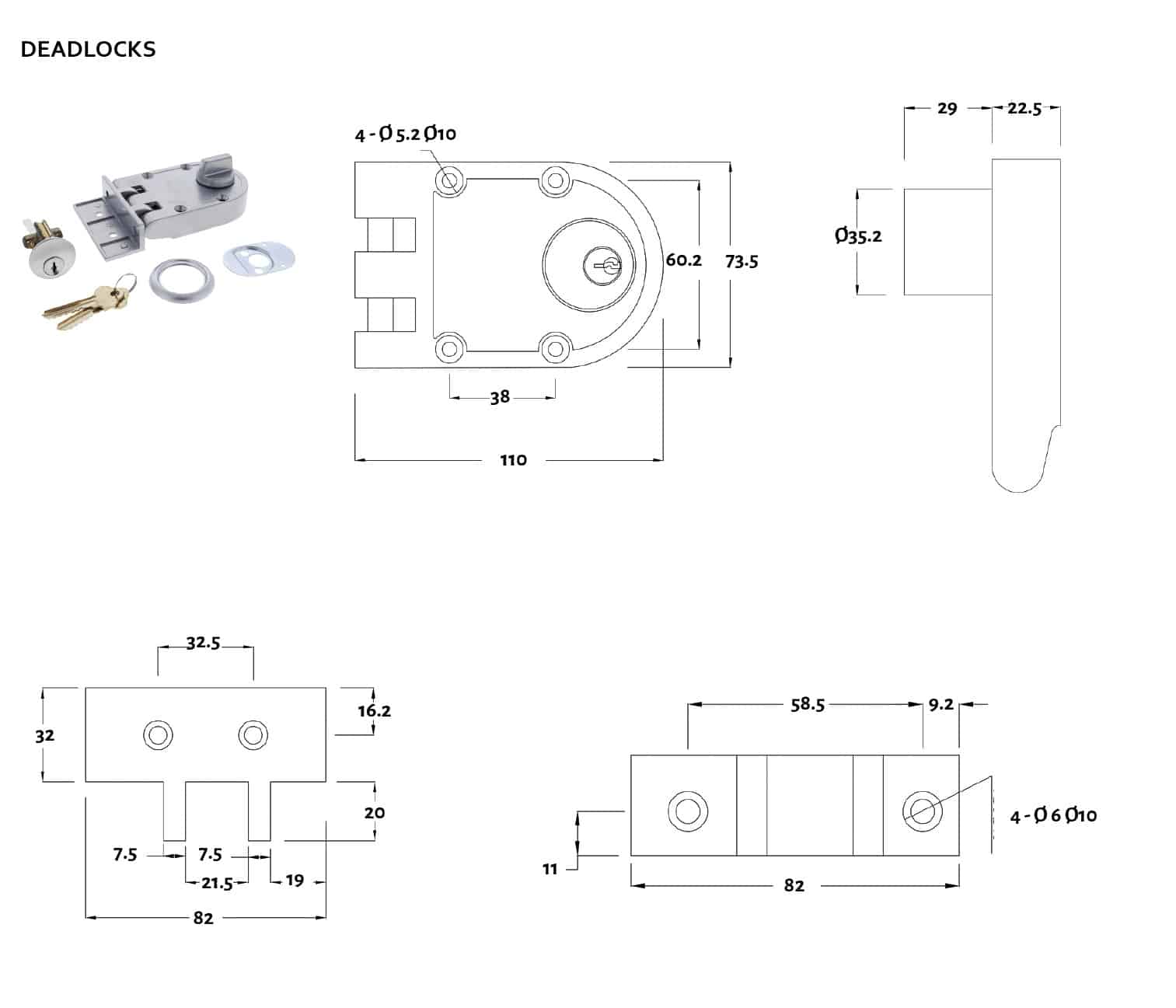 Lenlok S205 Double Cylinder Anti-Jemmy Deadlock Satin Chrome - 60mm Backset (S205SC) - Image 2