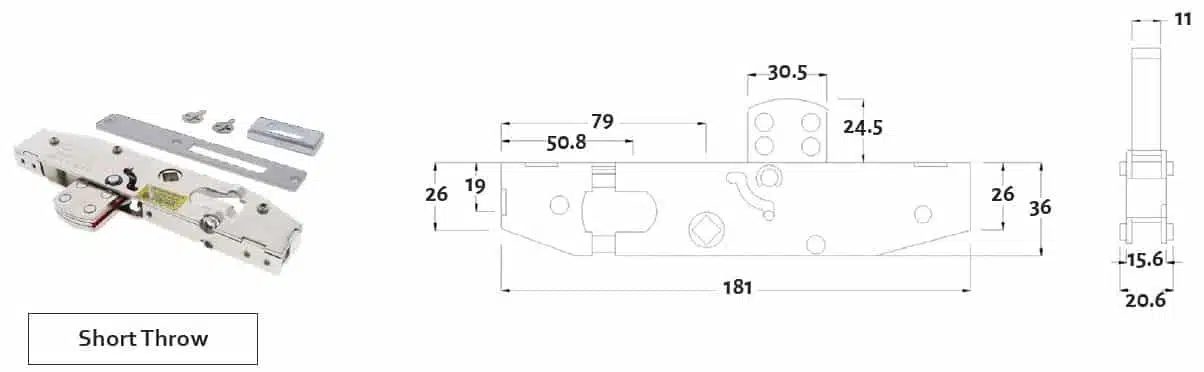 Lenlok C-702 Hinged Door Short Throw Escape Lever & Cylinder Kit - 22mm (C-702CLST) - Image 2