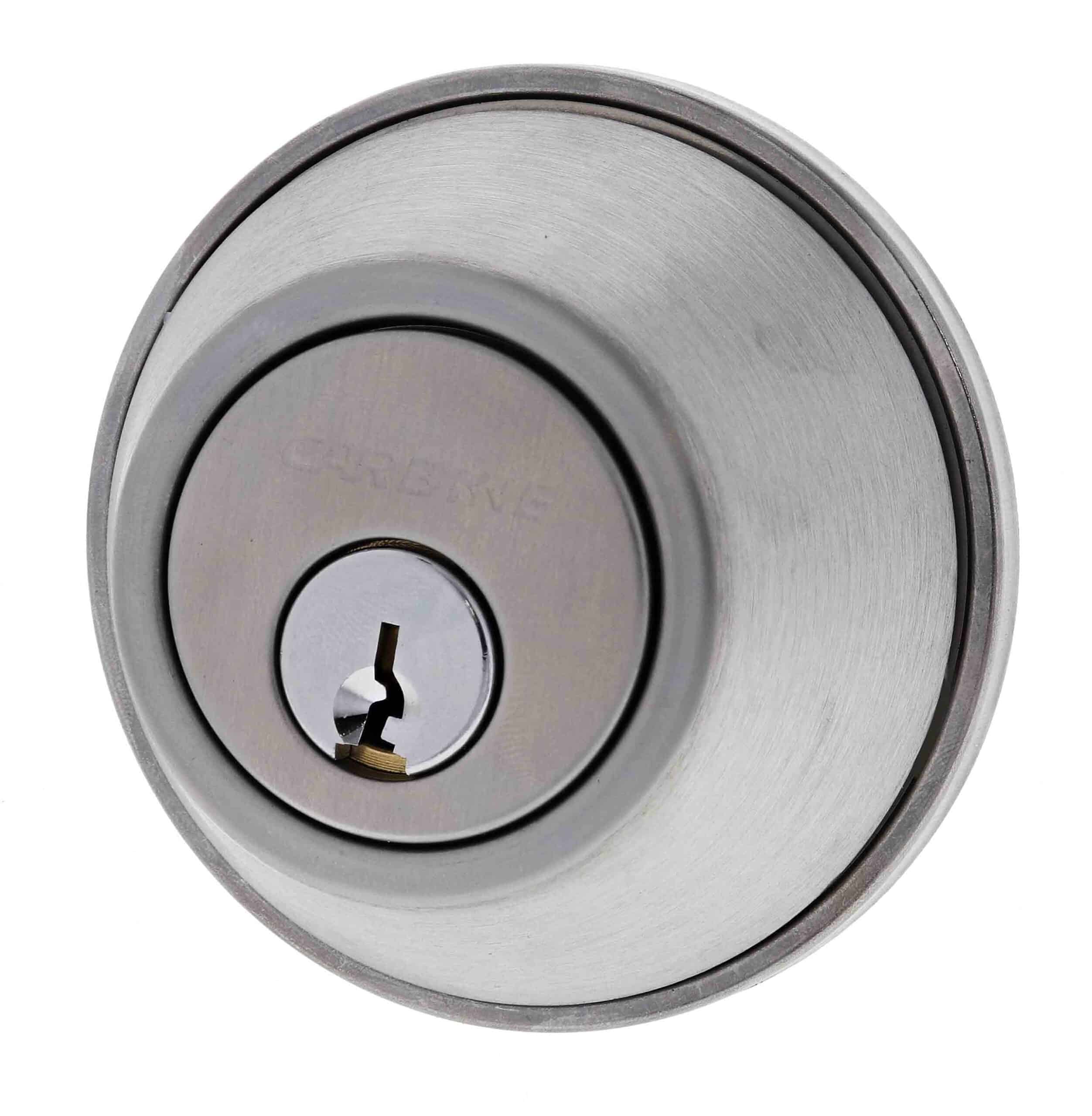 Brushed stainless steel metal deadbolt lock cylinder, carbine deadbolt, deadlocking