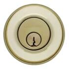 Polished brass Carbine circular lock cylinder with keyhole