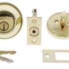 Polished brass Carbine deadbolt lock set with keys, thumbturn, cylinder, latch, and strike plate, carbine single sided deadbolt, carbine alb deadbolt, commercial single cylinder deadbolt, ansi grade 2 deadbolt, thumbturn commercial deadbolt australia, surface mounted deadbolt carbine, carbine commercial deadbolt single sided