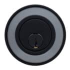 Matte black circular Carbine lock cylinder with a central keyhole