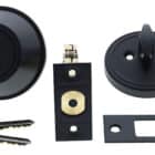 Matte black Carbine deadbolt lock set including cylinder, thumbturn, latch, strike plate, and two keys, carbine single sided deadbolt, carbine alb deadbolt, commercial single cylinder deadbolt, ansi grade 2 deadbolt, thumbturn commercial deadbolt australia, surface mounted deadbolt carbine, carbine commercial deadbolt single sided