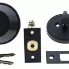 Matte black Carbine deadbolt lock set including cylinder, thumbturn, latch, strike plate, and two keys, carbine single sided deadbolt, carbine alb deadbolt, commercial single cylinder deadbolt, ansi grade 2 deadbolt, thumbturn commercial deadbolt australia, surface mounted deadbolt carbine, carbine commercial deadbolt single sided
