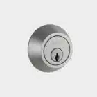Brushed metal deadbolt cylinder with ATZ brand engraving