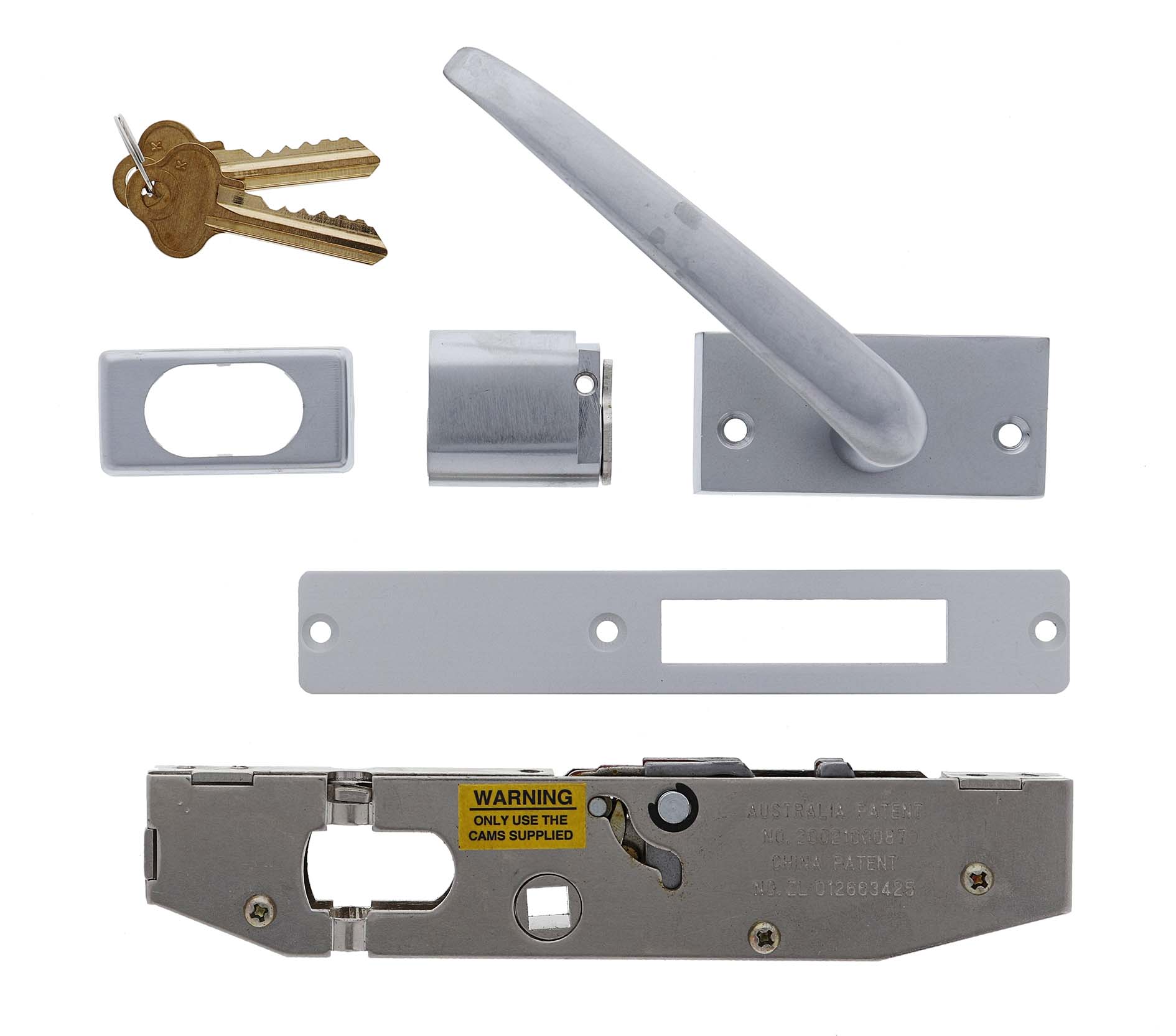 Lenlok C-702 Sliding Door Hook Throw Escape Lever & Cylinder Kit (C-702CLHT) - Image 1
