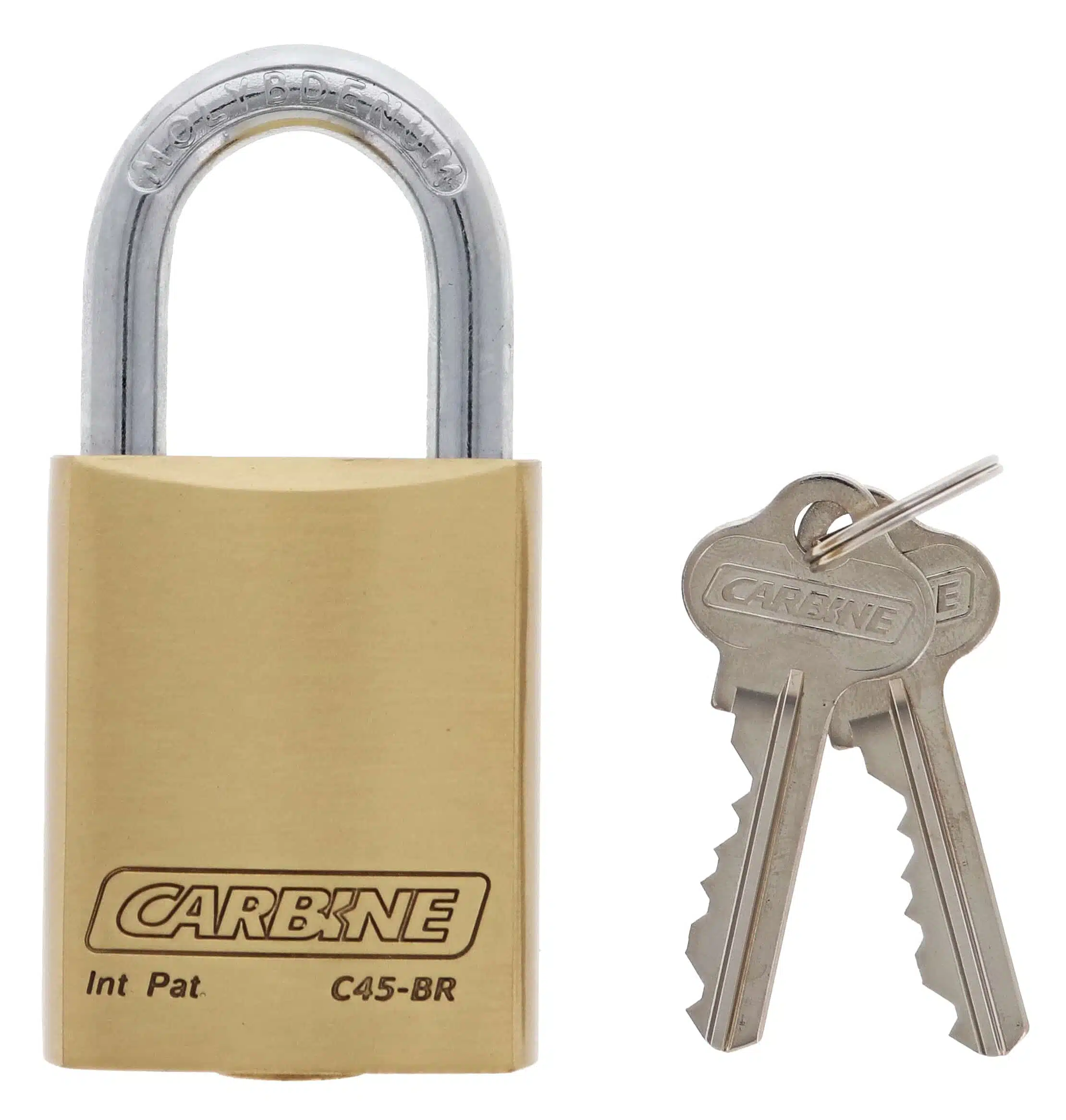C45-BR, carbine c45 brass padlock 30mm, carbine c45 padlock, standard shackle brass padlock, 30mm moly shackle padlock, carbine c45-br 30mm, commercial open shackle padlock, 8mm brass padlock australia