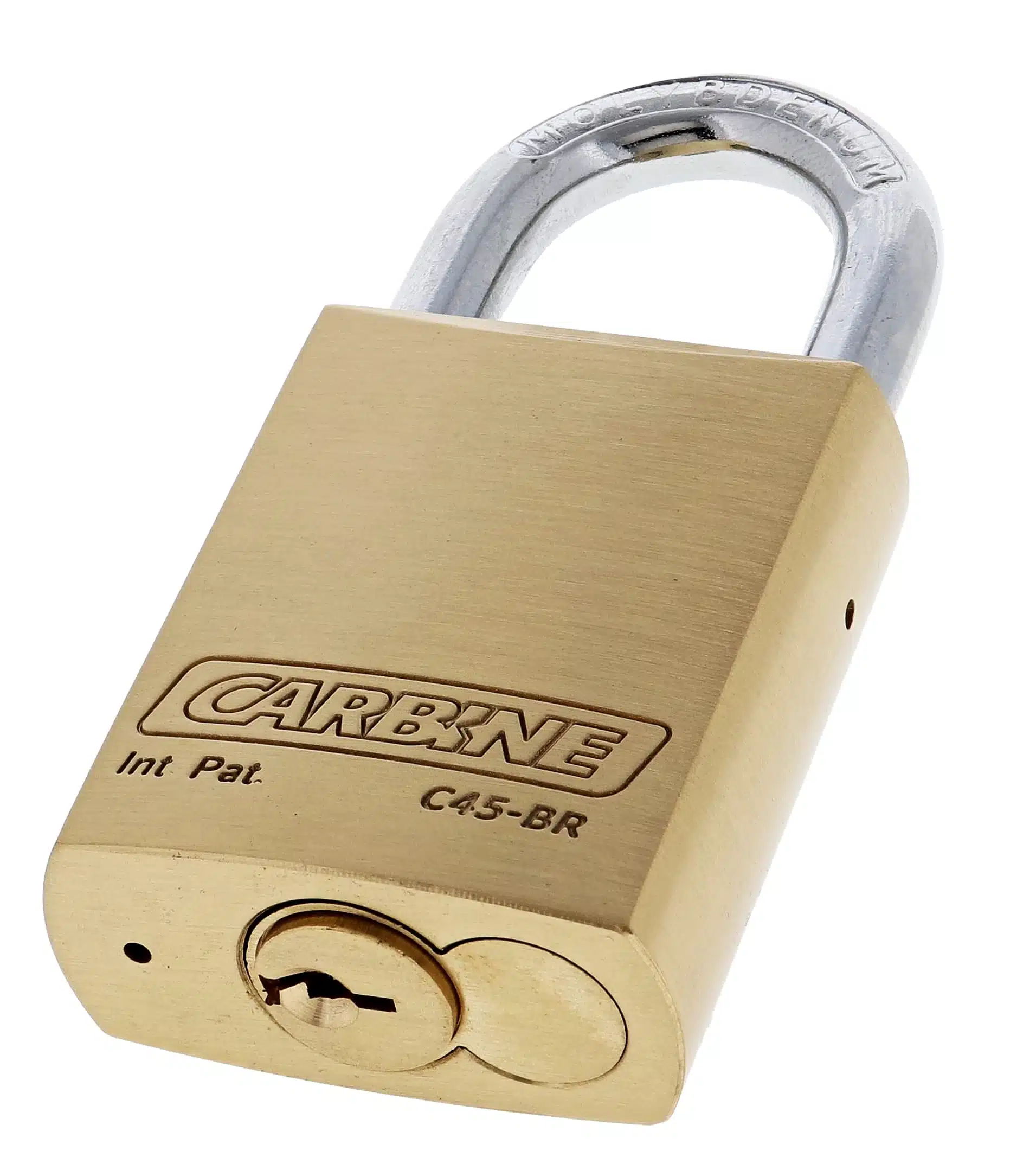 C45-BR, carbine c45 brass padlock 30mm, carbine c45 padlock, standard shackle brass padlock, 30mm moly shackle padlock, carbine c45-br 30mm, commercial open shackle padlock, 8mm brass padlock australia