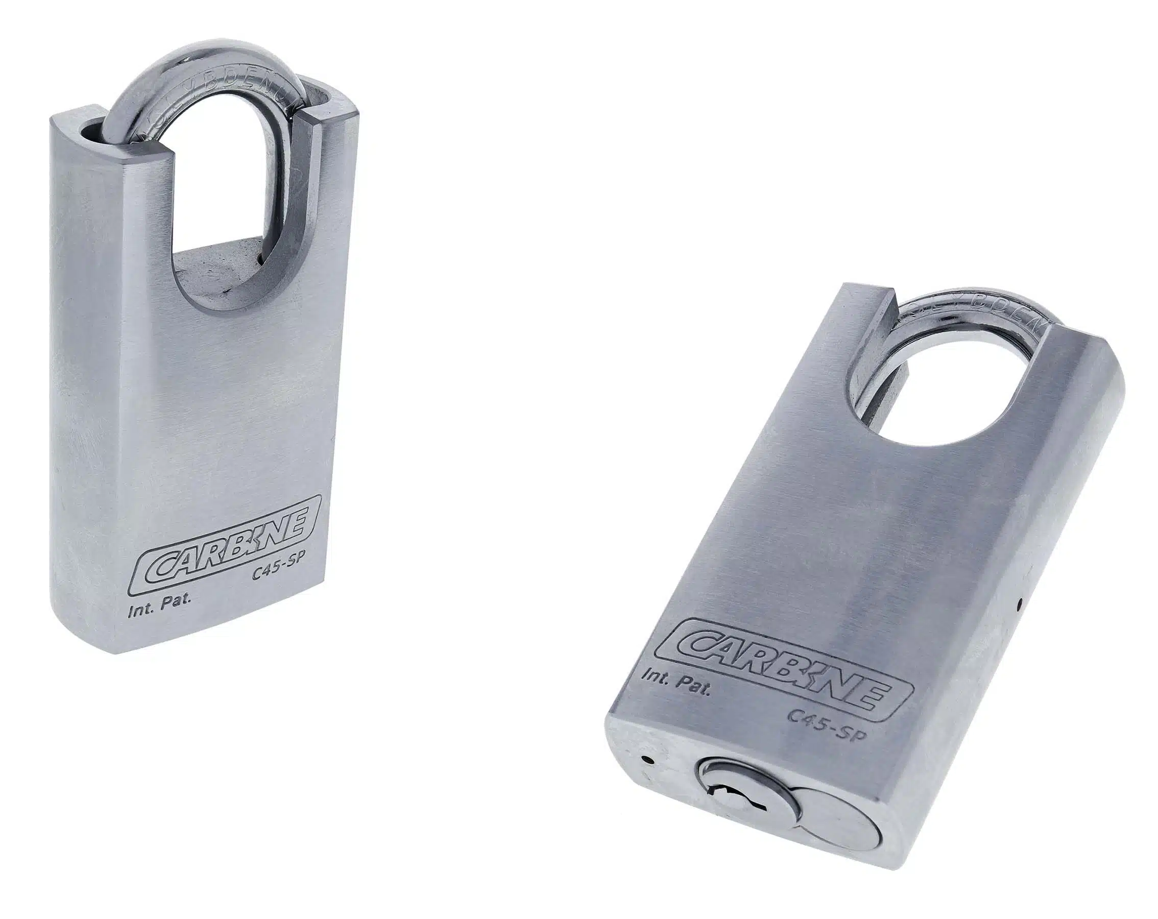 C45-SP, carbine c45 protected padlock, carbine c45 padlock, shrouded steel padlock 8mm, protected shackle padlock, 8mm moly shackle padlock, commercial closed shackle padlock australia, anti drill steel padlock 45mm