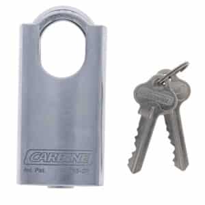 C45-SP, carbine c45 protected padlock, carbine c45 padlock, shrouded steel padlock 8mm, protected shackle padlock, 8mm moly shackle padlock, commercial closed shackle padlock australia, anti drill steel padlock 45mm