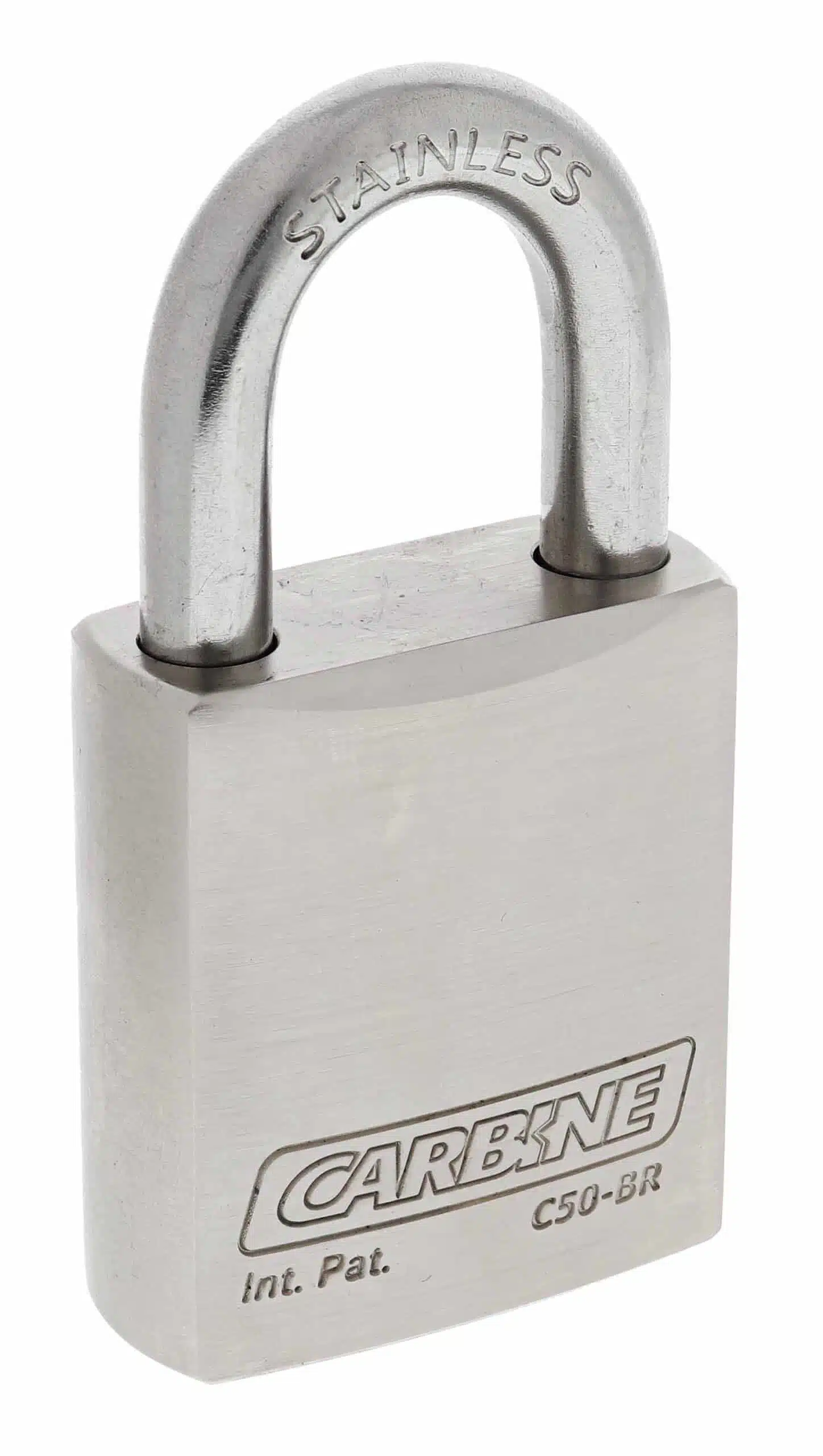 C50-BR-SS, carbine c50 brass padlock, carbine c50 padlock, 30mm stainless shackle padlock, marine brass padlock, commercial brass padlock, 9.5mm shackle brass padlock australia, weatherproof brass padlock