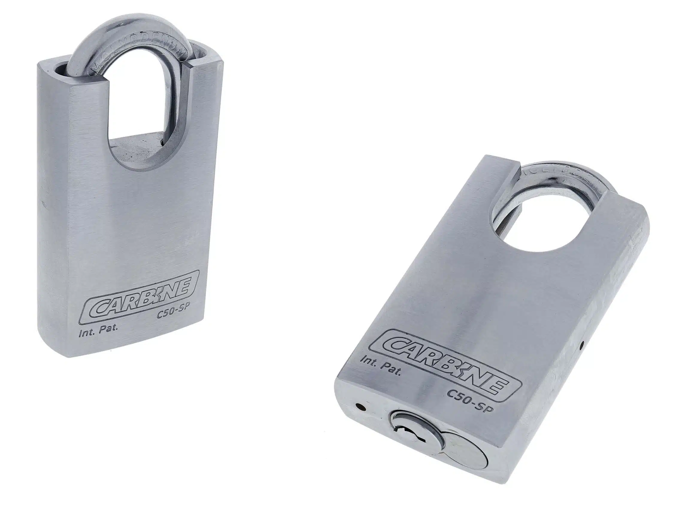 C50-SP, carbine c50 protected padlock, carbine c50 padlock, shrouded steel padlock, protected shackle padlock, 9.5mm moly shackle padlock, commercial closed shackle padlock australia, anti drill steel padlock
