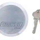 C73FL-FE, carbine c73 puck style padlock, carbine c73 puck padlock, flat back puck padlock, steel puck style padlock, hidden shackle van lock, round puck padlock, commercial container padlock australia