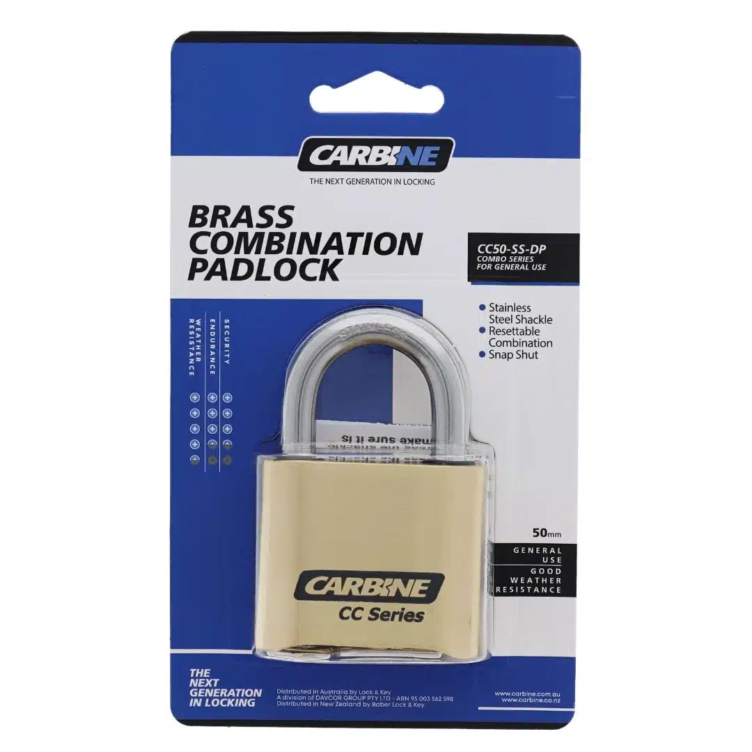 CC50-SS-DP, carbine padlocks, padlock, combination padlock, carbine cc50 brass combination padlock