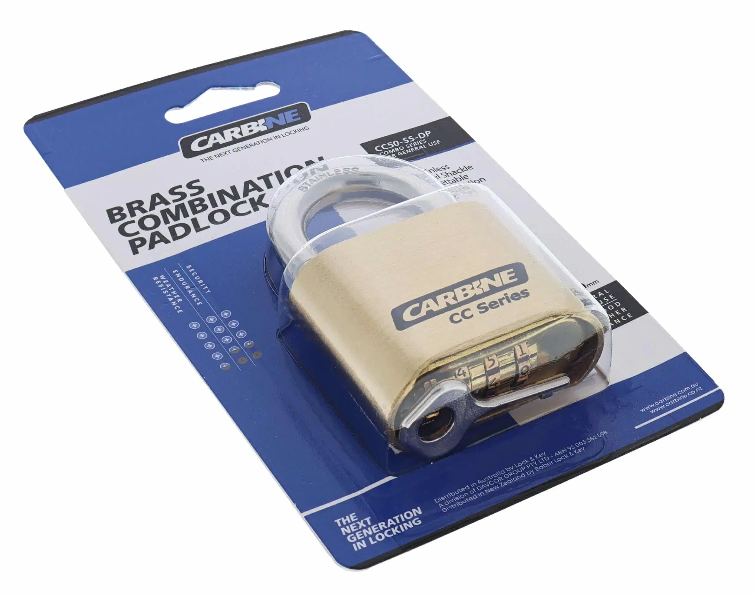 CC50-SS-DP, carbine padlocks, padlock, combination padlock, carbine cc50 brass combination padlock