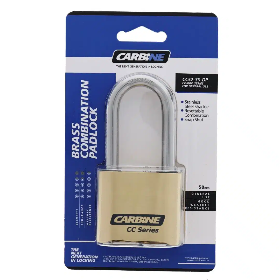 Carbine CC52 Brass Combination Padlock, CC52-SS-DP, padlock, padlocks, carbine padlock, combination padlock