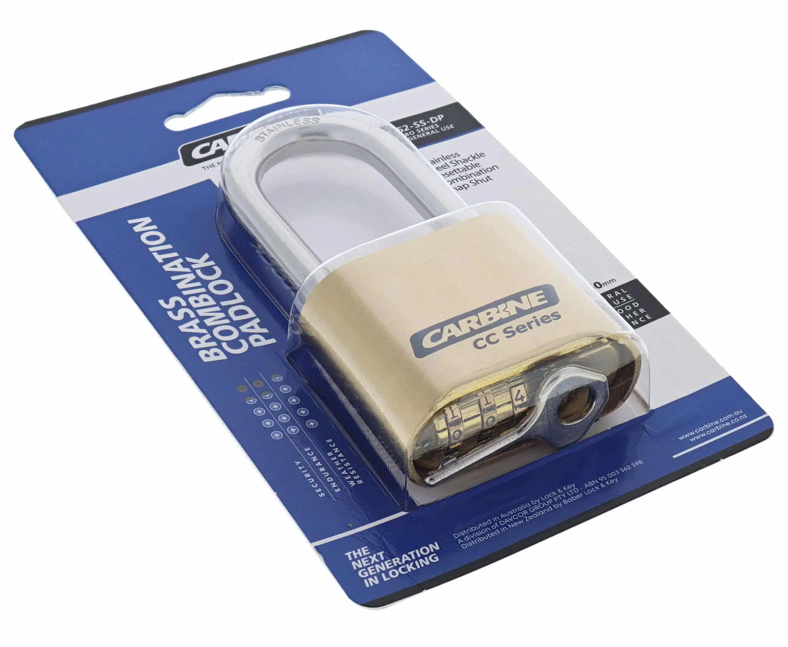 Carbine CC52 Brass Combination Padlock, CC52-SS-DP, padlock, padlocks, carbine padlock, combination padlock