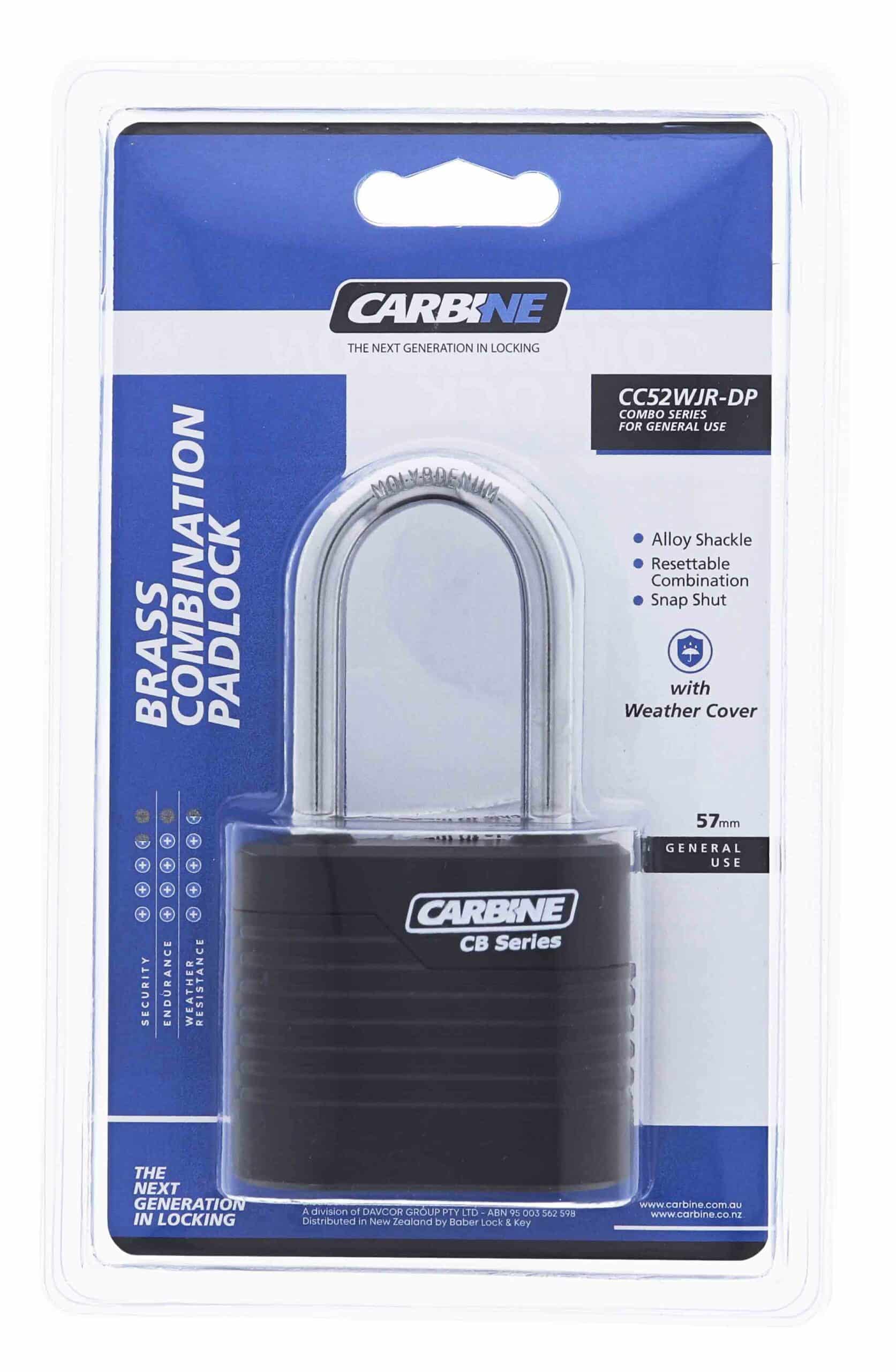 carbine cc52 combination padlock, CC52WJR-DP, carbine padlock, padlocks, combination padlock