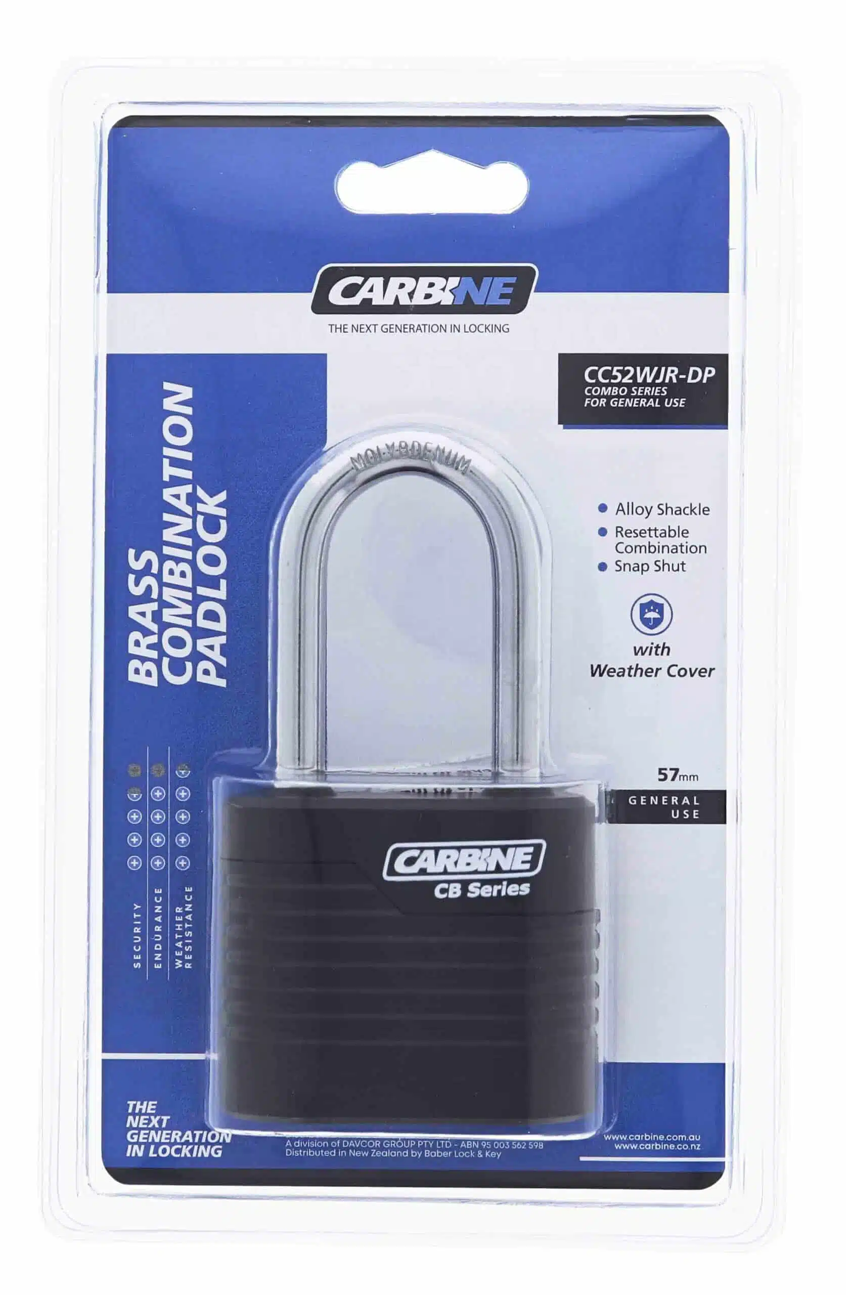 carbine cc52 combination padlock, CC52WJR-DP, carbine padlock, padlocks, combination padlock