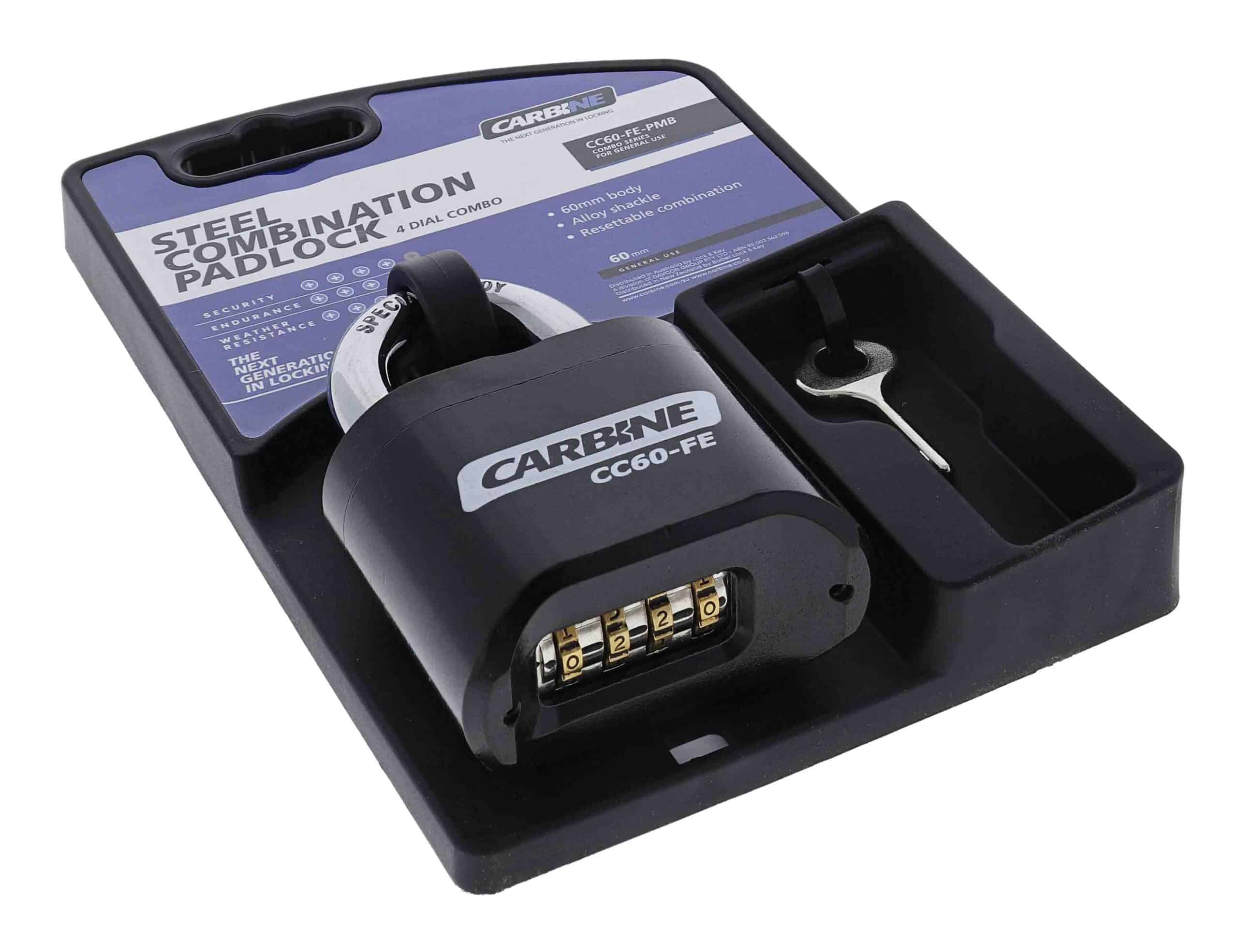 CC60-FE-PMB, carbine cc60 combination padlock, carbine padlock, combination padlock