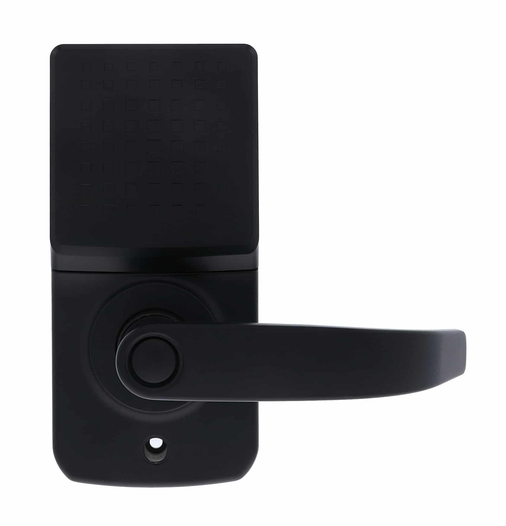 carbine cel digital leverset, CEL-3IN1-SL8, Matte black smart door lock with a touch keypad and lever handle