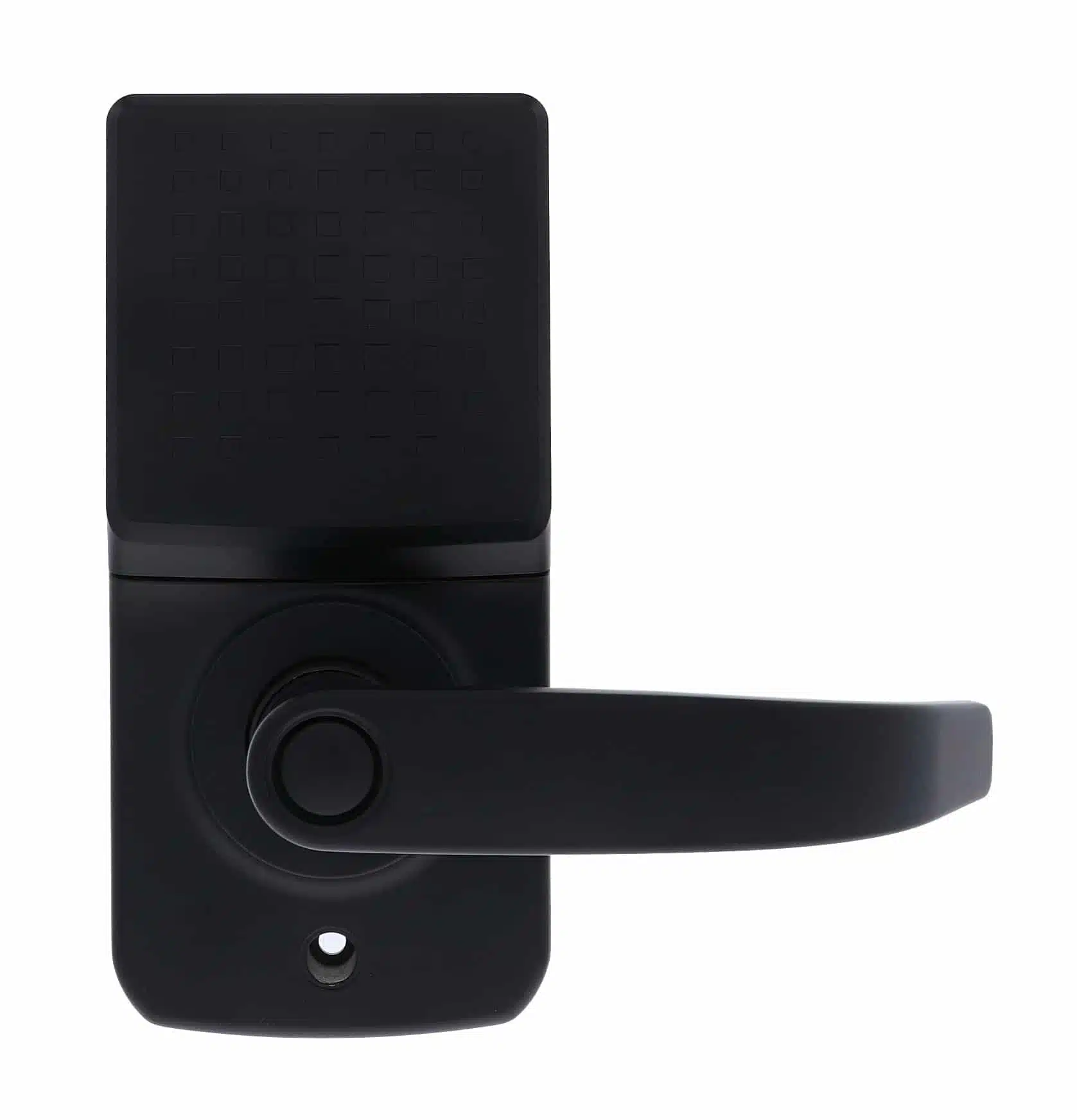 carbine cel digital leverset, CEL-3IN1-SL8, Matte black smart door lock with a touch keypad and lever handle