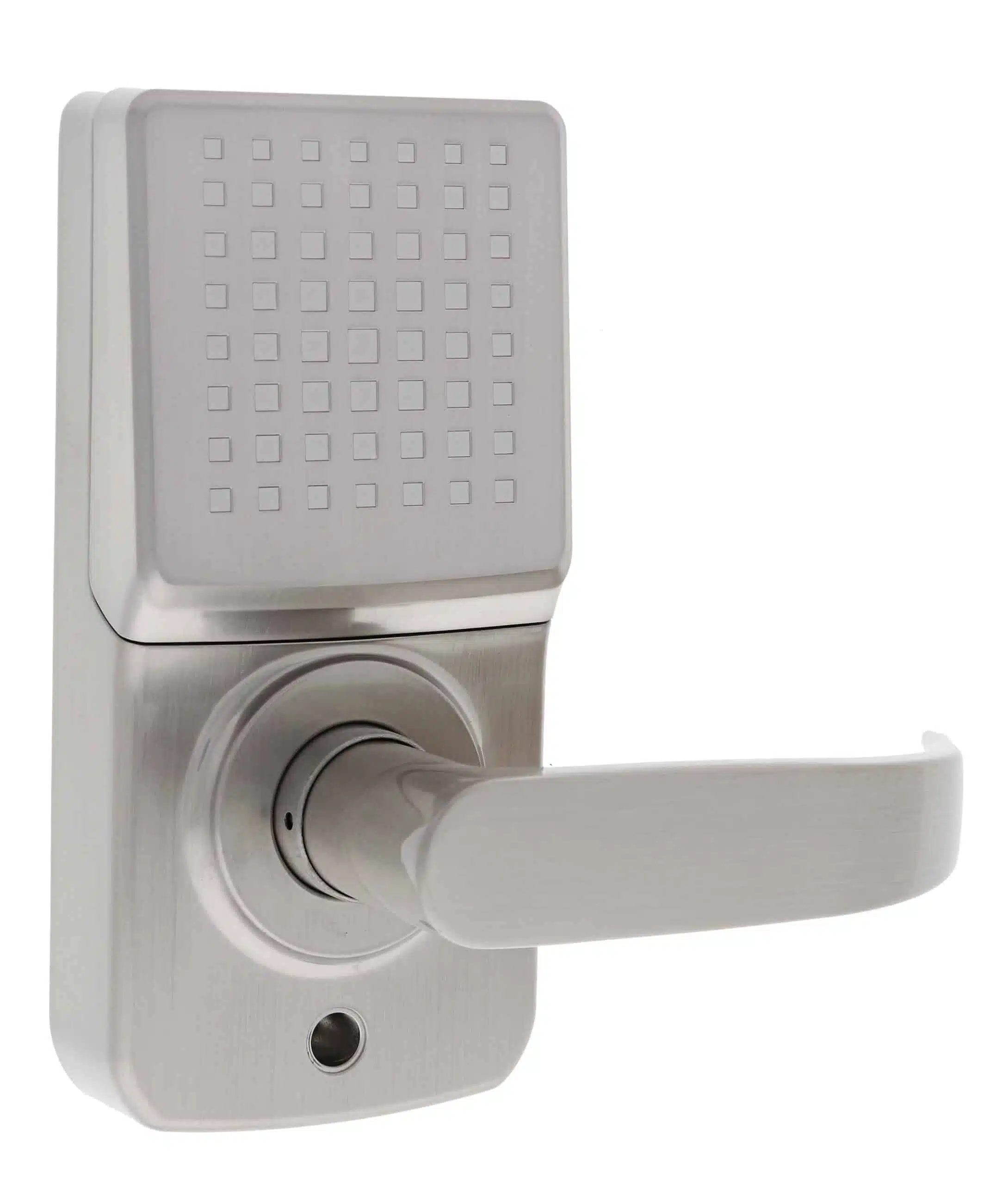 carbine cel digital leverset, CEL-3IN1-SL8, Satin nickel electronic door lever with an integrated keypad