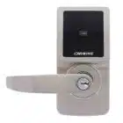 carbine cel digital leverset, CEL-3IN1-SL8, Carbine electronic lever lock with a touchscreen keypad, card reader, and physical key cylinder