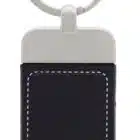 carbine cel digital accessories, carbine cel rfid cards, mifare 13.56mhz fobs, carbine cel2 digital accessories, rfid phone stickers digital lock, carbine digital lock accessories australia, cel 3in1 access media, CEL-RFID, Rectangular black leather keychain with white stitching and a silver metal ring RFID