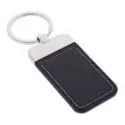 Rectangular black leather keychain, carbine cel digital accessories, carbine cel rfid cards, mifare 13.56mhz fobs, carbine cel2 digital accessories, rfid phone stickers digital lock, carbine digital lock accessories australia, cel 3in1 access media, CEL-RFID, with white stitching and a silver metal ring RFID
