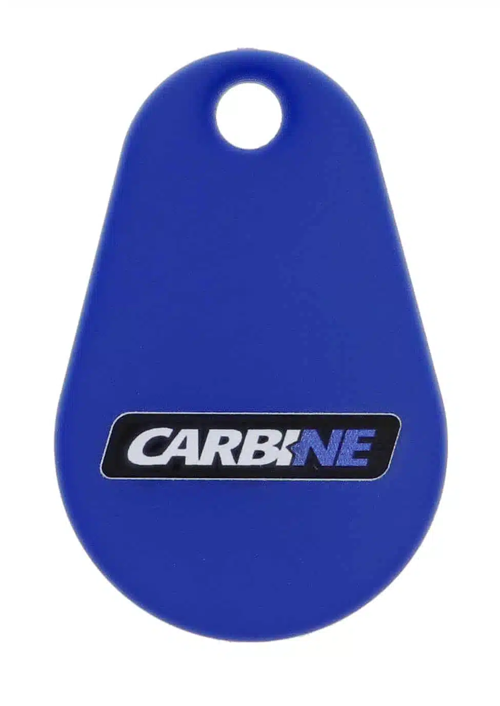 carbine cel digital accessories, carbine cel rfid cards, mifare 13.56mhz fobs, carbine cel2 digital accessories, rfid phone stickers digital lock, carbine digital lock accessories australia, cel 3in1 access media, CEL-RFID, Blue teardrop-shaped key fob with the CARBINE logo