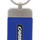 Blue rectangular keychain with silver top and CARBINE logo