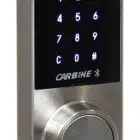carbine cel2 digital deadbolt bluetooth, Carbine digital door deadboltwith a backlit touchscreen keypad and a physical key cylinder,