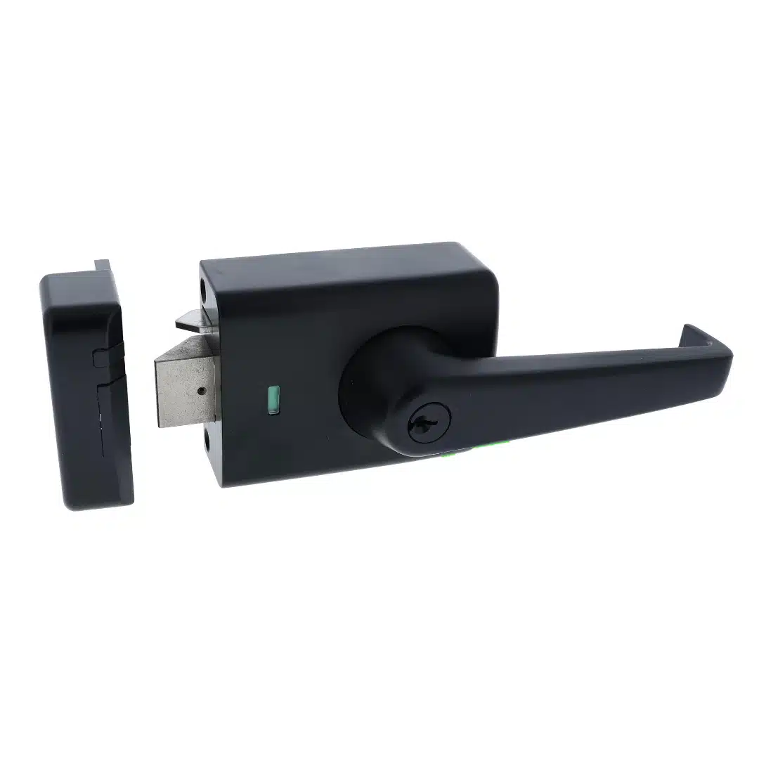 Carbine Alpha Double Cylinder Deadlatch Lever Matte Black - AS1428 Rim Lock (CRD-1L1-DBL-MB) - Image 1