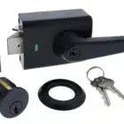 Carbine Alpha Double Cylinder Deadlatch Lever Matte Black - AS1428 Rim Lock (CRD-1L1-DBL-MB) - Thumbnail Image 4
