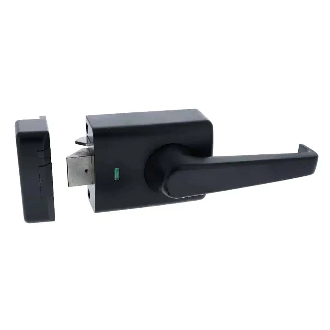 Carbine Alpha Single Cylinder Deadlatch Lever Matte Black - AS1428 Rim Lock (CRD-1L1-SGL-MB) - Image 1