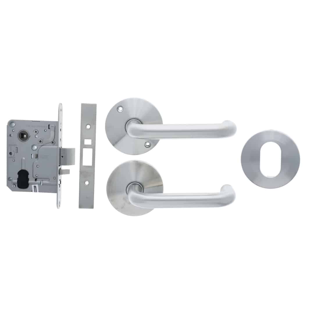Carbine Longreach Double Cylinder Round Rose Lever Kit (CSM72-CRF136-C-C-SS) - Image 1