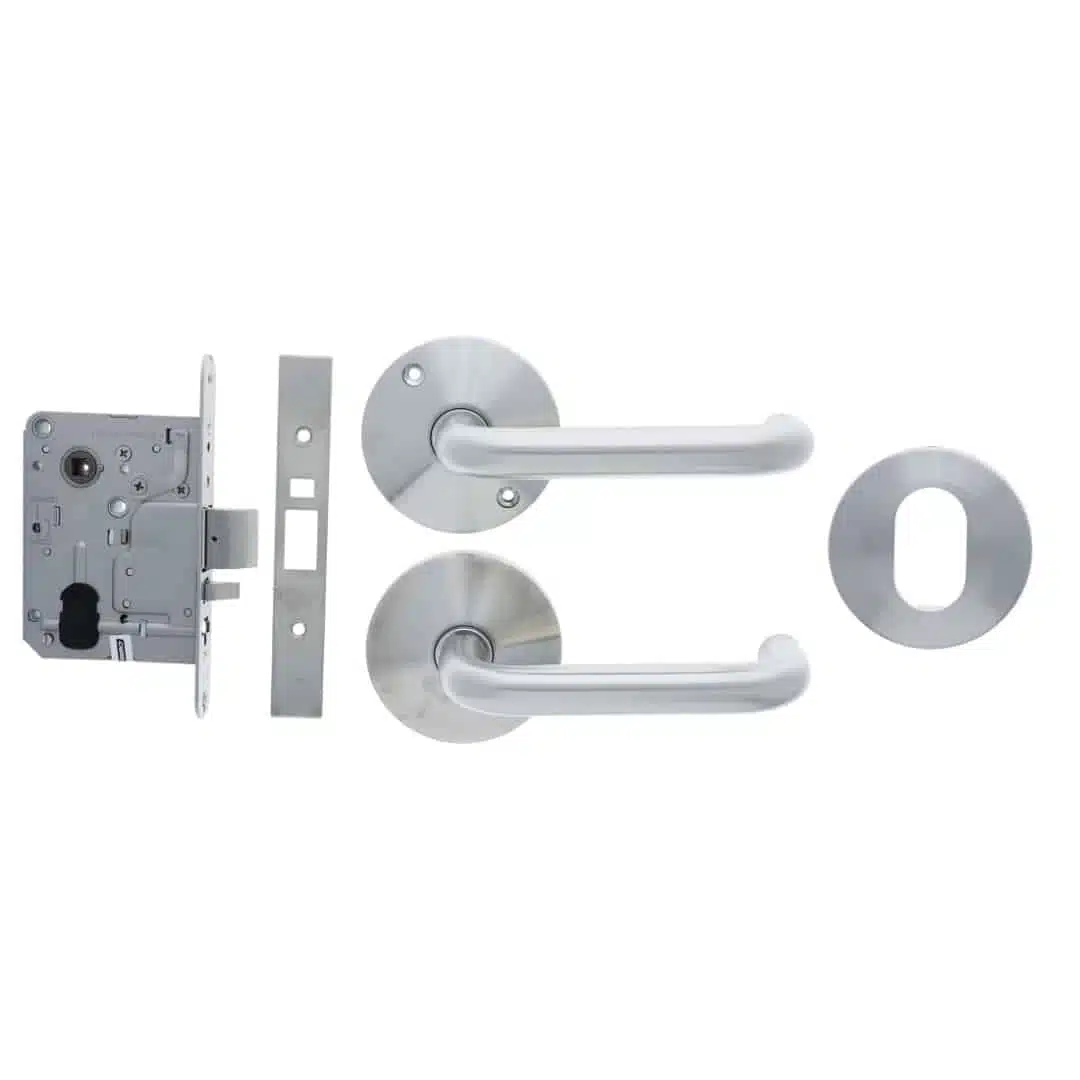 Carbine Longreach Double Cylinder Round Rose Lever Kit (CSM72-CRF136-C-C-SS) - Image 1
