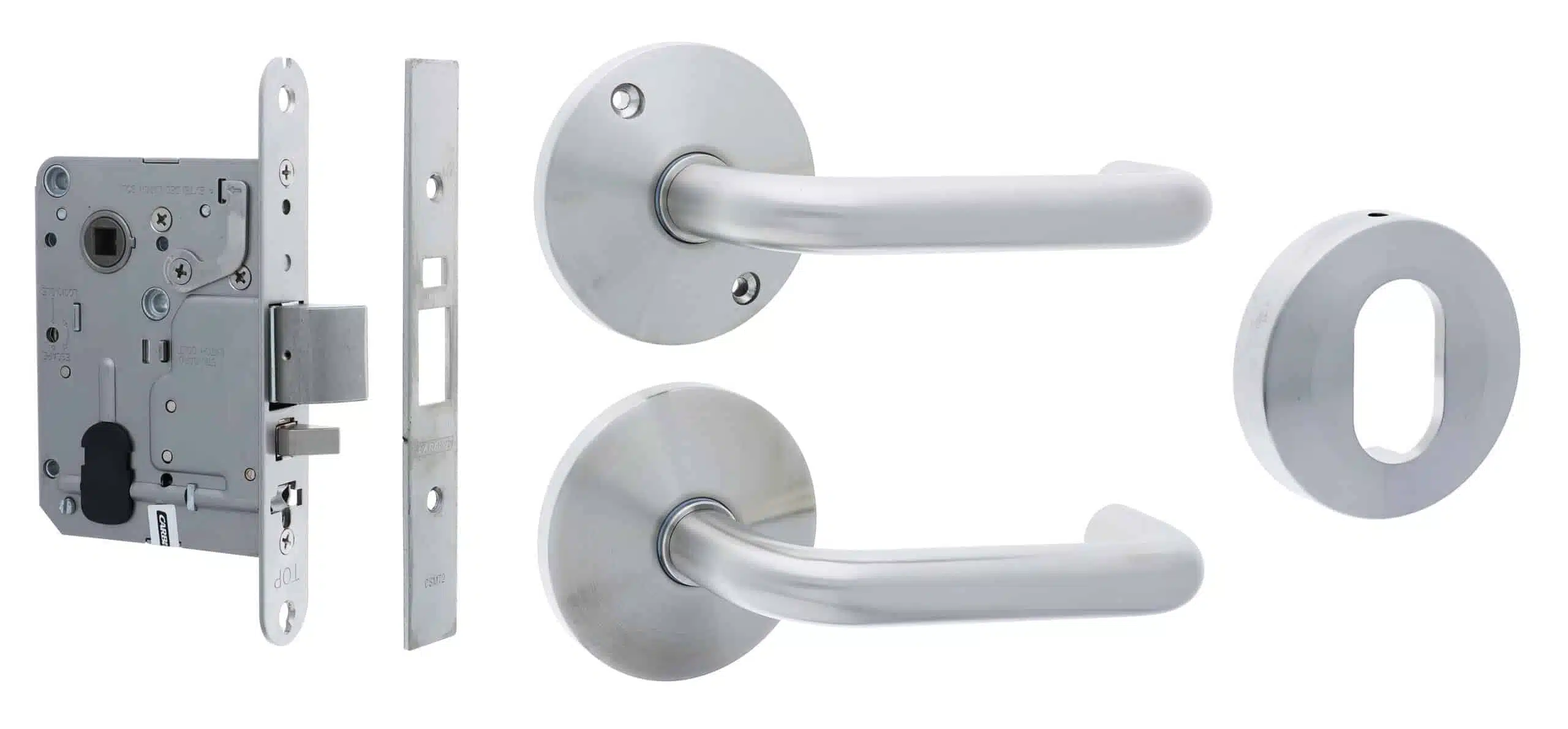 Carbine Longreach Storeroom Classroom Round Rose Lever Kit (CSM72-CRF136-C-P-SS) - Image 2