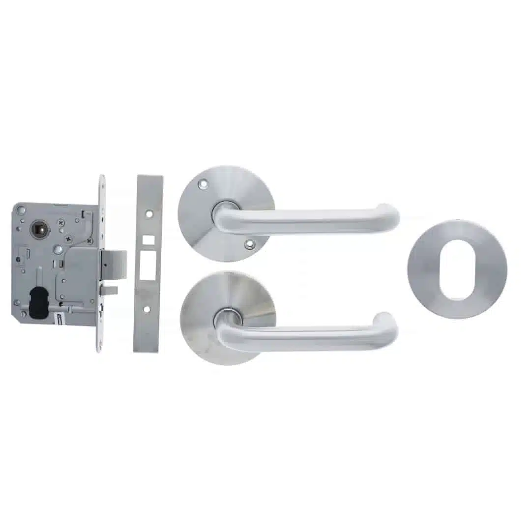 Carbine Longreach Storeroom Classroom Round Rose Lever Kit (CSM72-CRF136-C-P-SS) - Image 1