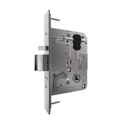 Stainless steel mortise lock body with latch, CSM72-SS, carbine longreach mortice lock, carbine longreach lock, 60mm mortice lock, extended latchbolt mortice lock, commercial fire rated mortice lock, csm72 mortice lock, architectural mortice lock australia