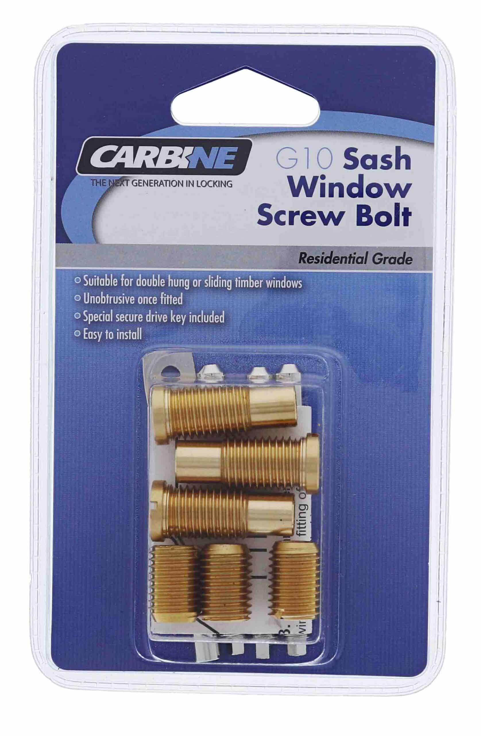 Carbine G10DS Dual Screw Sash Window Bolt - 3 Pack Brass With Key (G10DS) - Image 2