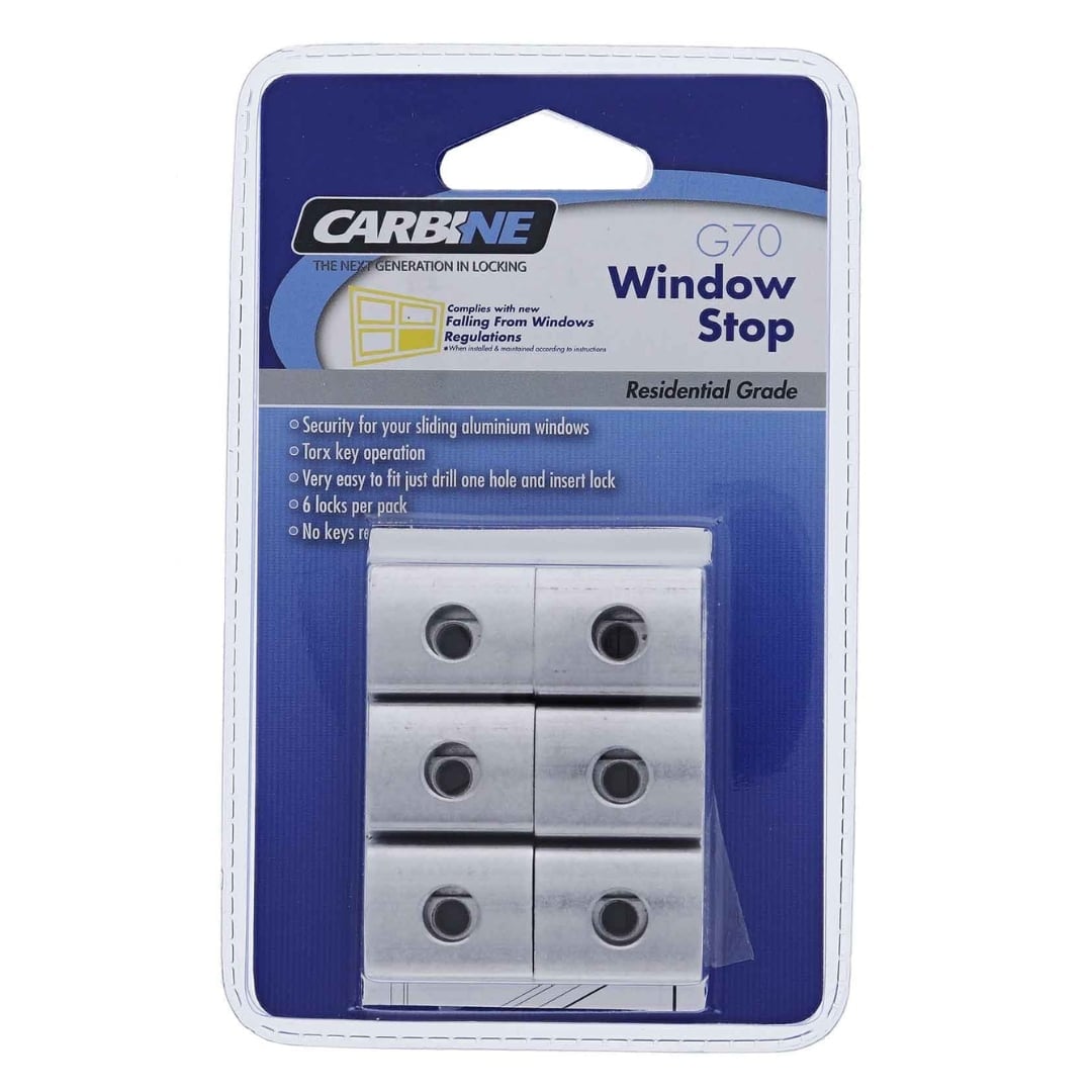 Carbine G70 Sliding Window Stop - Pack of 6 Silver Child Safety Clamps (G70DP) - Image 1
