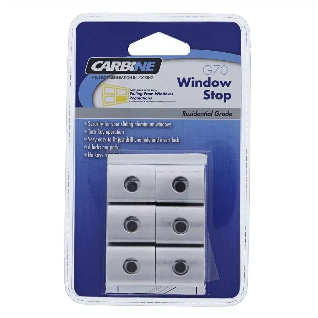Carbine G70 Sliding Window Stop - Pack of 6 Silver Child Safety Clamps (G70DP) - Image 1