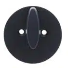 LB3910, carbine lb3 single sided deadbolt, carbine lb3 deadbolt, low profile deadbolt, slimline deadbolt 20mm, carbine single cylinder deadbolt, 62mm rose deadbolt, c4 deadbolt australia, Matte black deadbolt lockset hardware including exterior cylinder, interior thumbturn, latch bolt, strike plate, and two keys