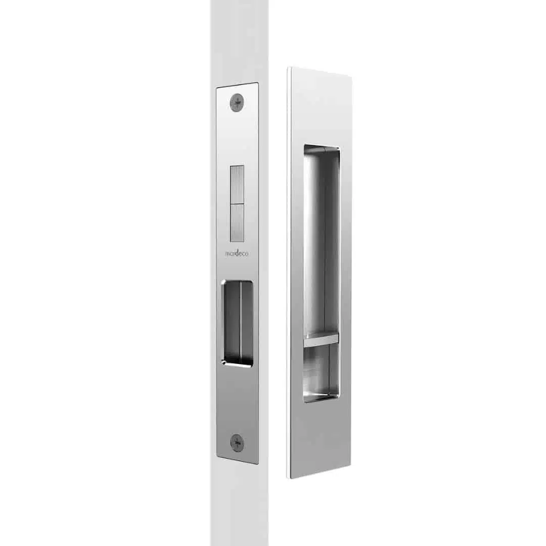 Mardeco M Series Rectangular Privacy Set Brushed Satin Chrome - Cavity Lock (MSC-8004-SET-BSC) - Image 1