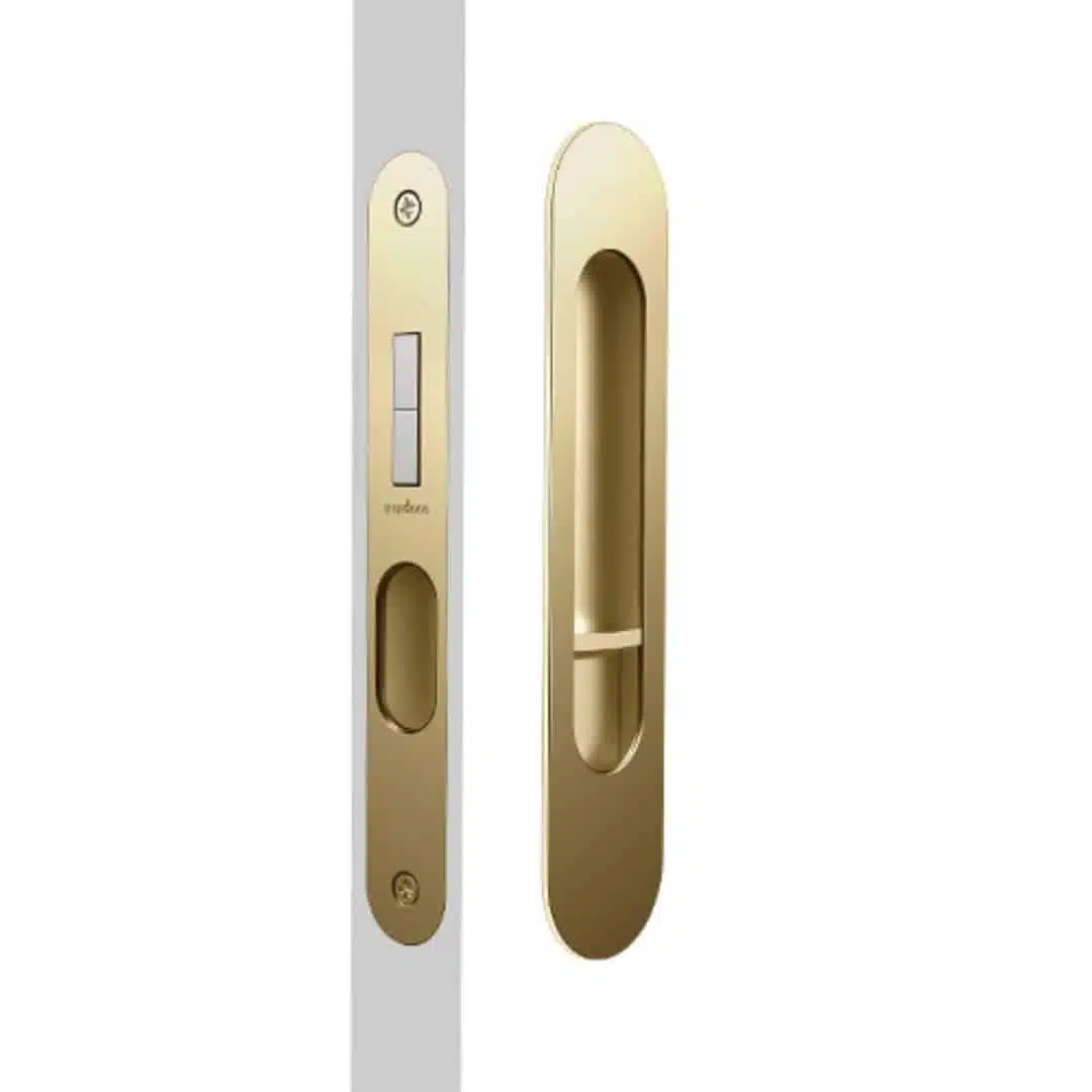 Mardeco M Series Round Privacy Set Satin Brass - 250mm Cavity Sliding Lock (MSC-9004-SET-SB) - Image 1