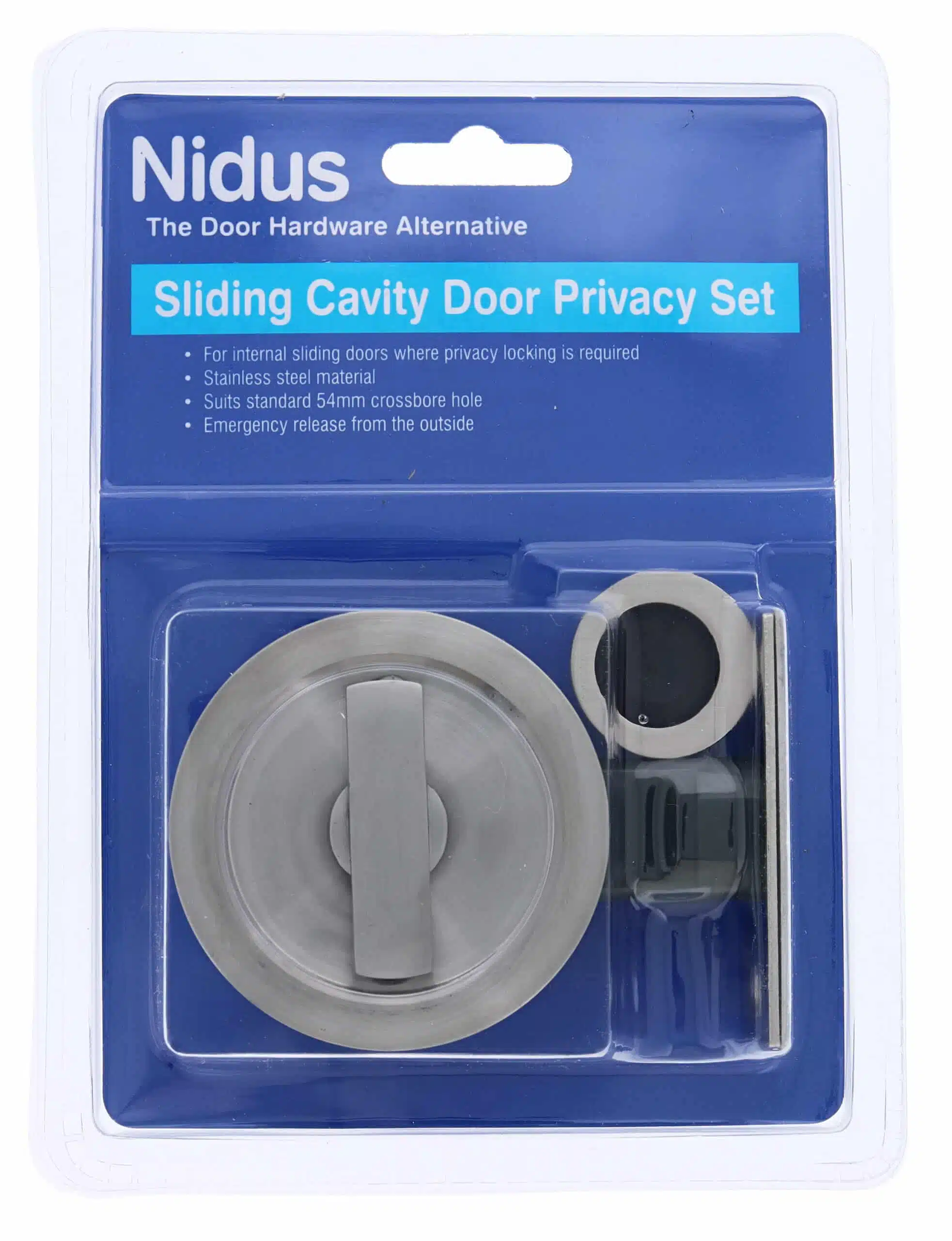 Nidus SCD Cavity Sliding Door Lock Round Privacy - Brushed Stainless (SCD-PRI-RD-SS) - Image 4