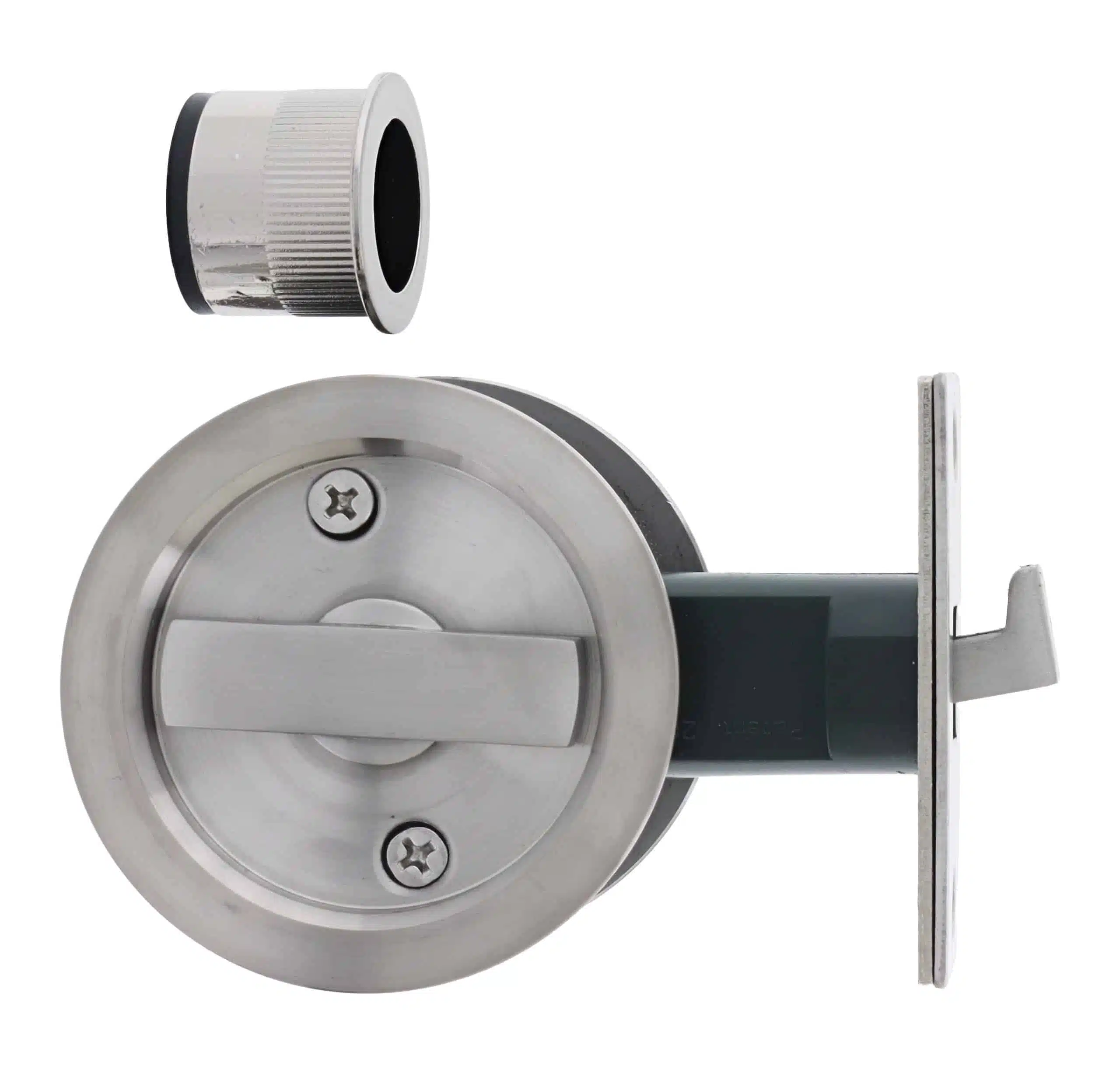 Nidus SCD Cavity Sliding Door Lock Round Privacy - Brushed Stainless (SCD-PRI-RD-SS) - Image 1